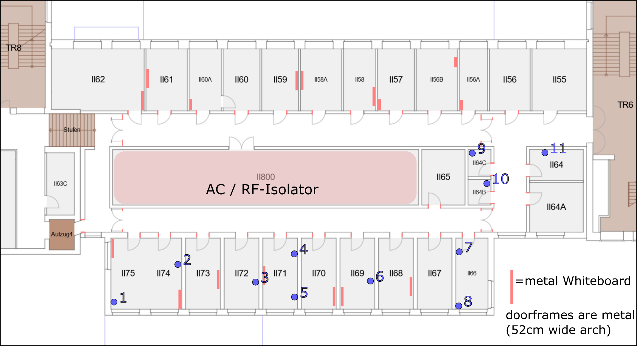 CFAED floor with marked node-positions